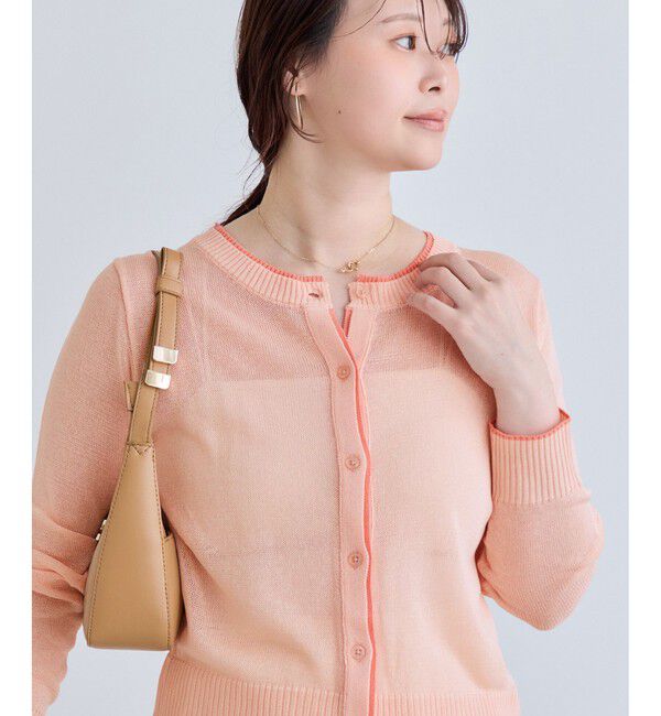 VIS「【WEB限定】リネンタッチ配色シアーカーディガン」|カーディガン|