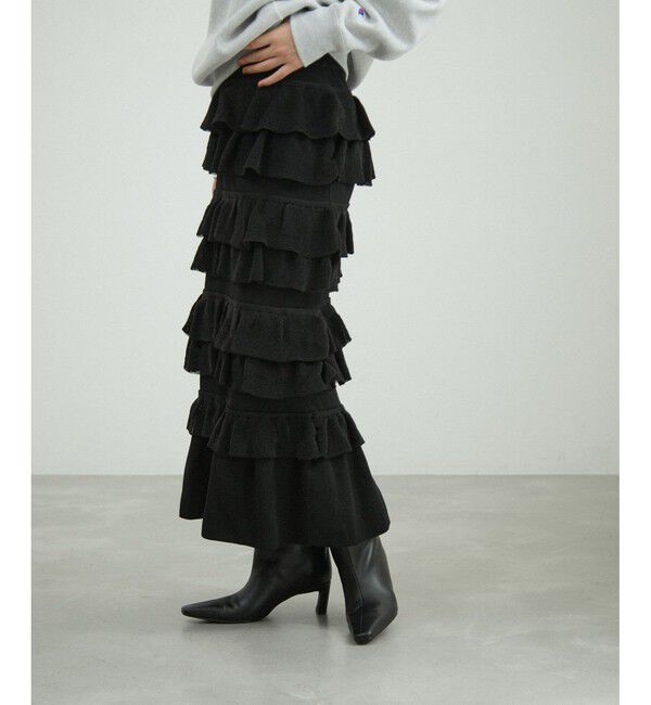 ADAM ET ROPE'「【サステナブル】フリルニットスカート」|スカート|