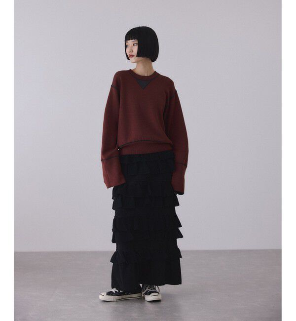 ADAM ET ROPE'「【サステナブル】フリルニットスカート」|スカート|