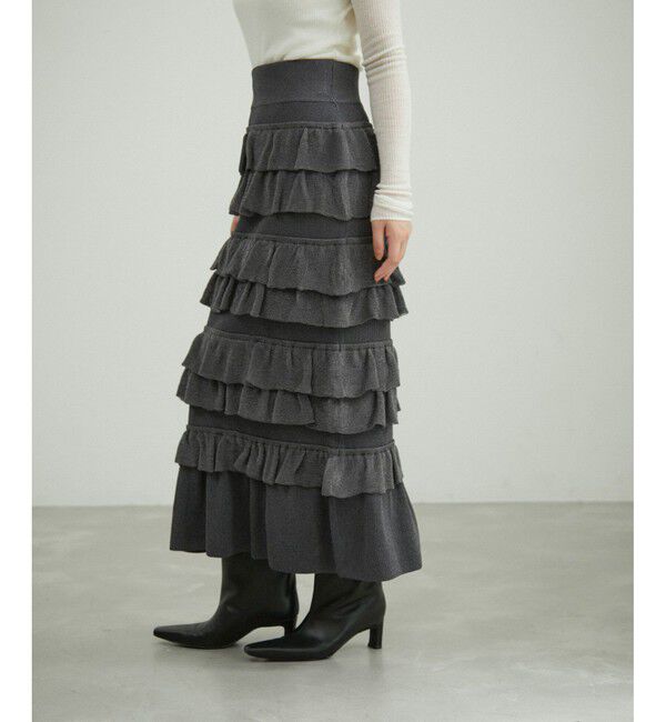 ADAM ET ROPE'「【サステナブル】フリルニットスカート」|スカート|