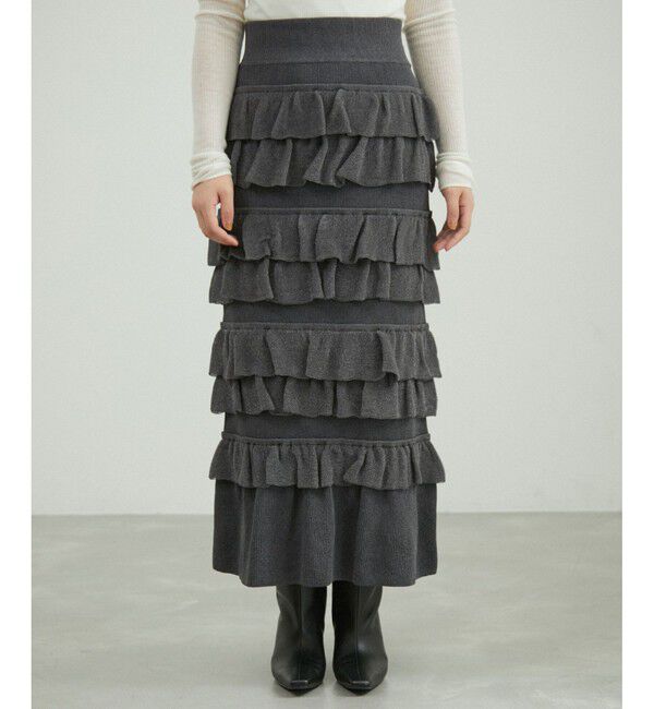 ADAM ET ROPE'「【サステナブル】フリルニットスカート」|スカート|