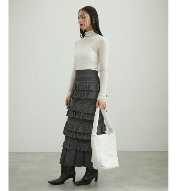 ADAM ET ROPE'「【サステナブル】フリルニットスカート」|スカート|