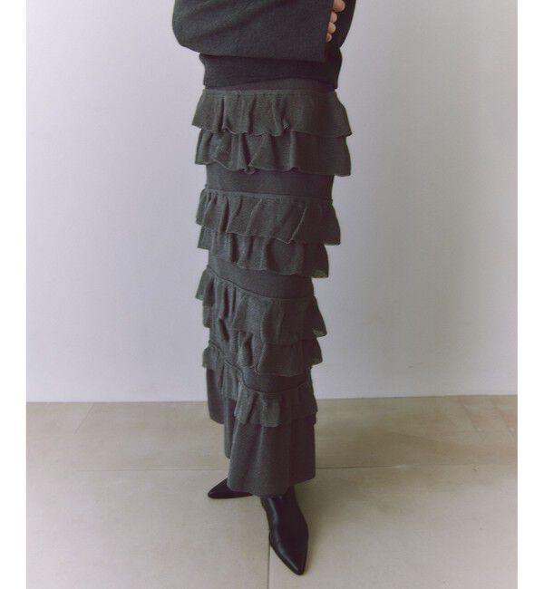 ADAM ET ROPE'「【サステナブル】フリルニットスカート」|スカート|