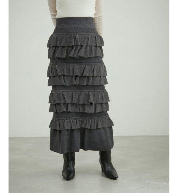 ADAM ET ROPE'「【サステナブル】フリルニットスカート」|スカート|