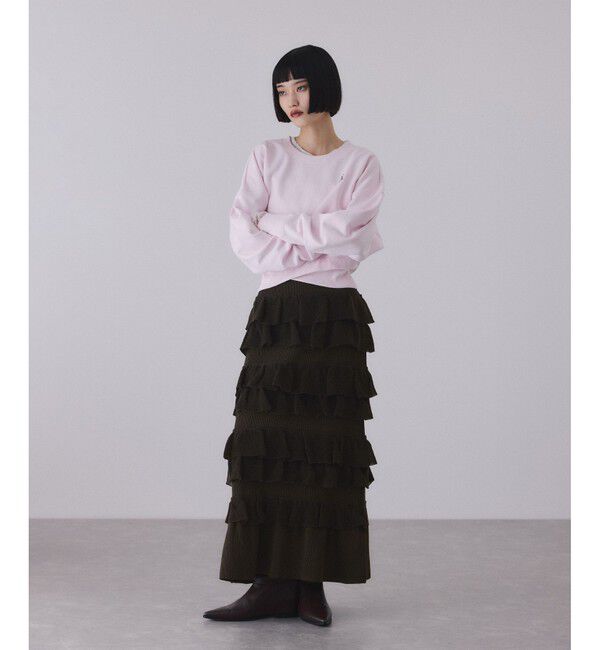 ADAM ET ROPE'「【サステナブル】フリルニットスカート」|スカート|