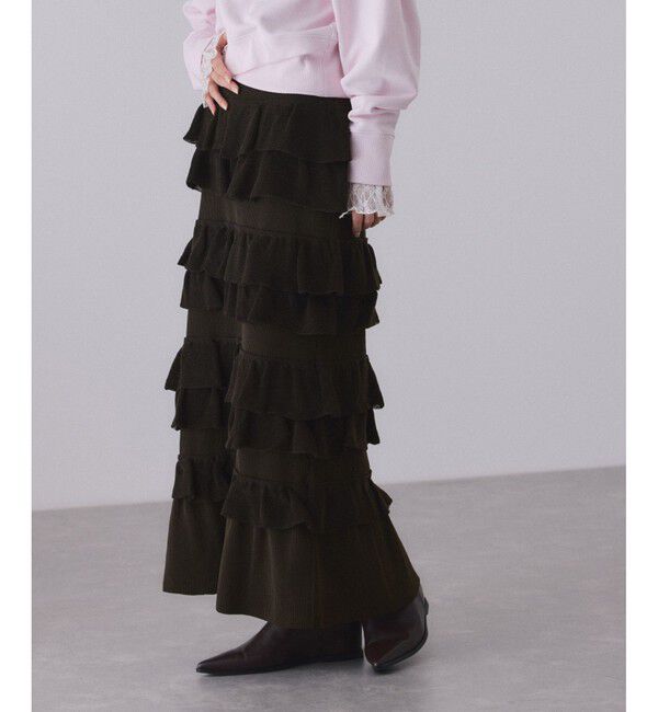 ADAM ET ROPE'「【サステナブル】フリルニットスカート」|スカート|