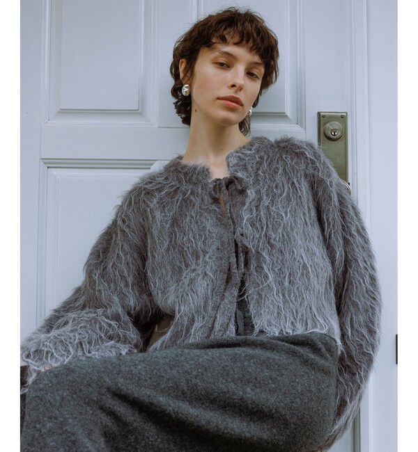 ADAM ET ROPE'「アルパカフラッフィーカーディガン」|カーディガン|チャコール(06)