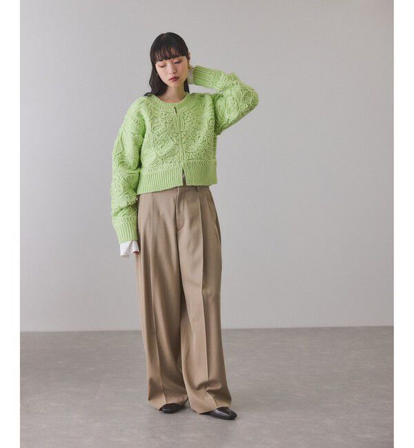 ADAM ET ROPE'「コードレースパターンニットカーディガン」|カーディガン|