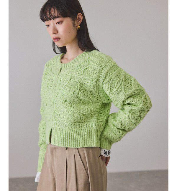 ADAM ET ROPE'「コードレースパターンニットカーディガン」|カーディガン|