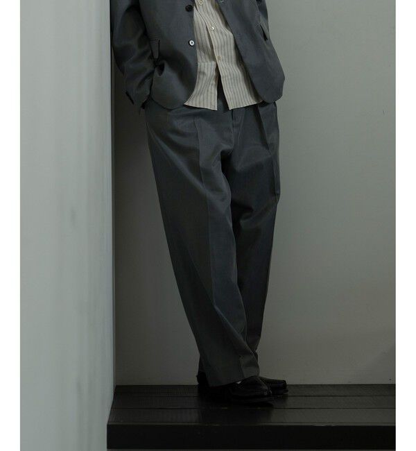 ADAM ET ROPE'「コットンキュプラ ツープリーツ ワイド スラックス / セットアップ対応」|スラックス|