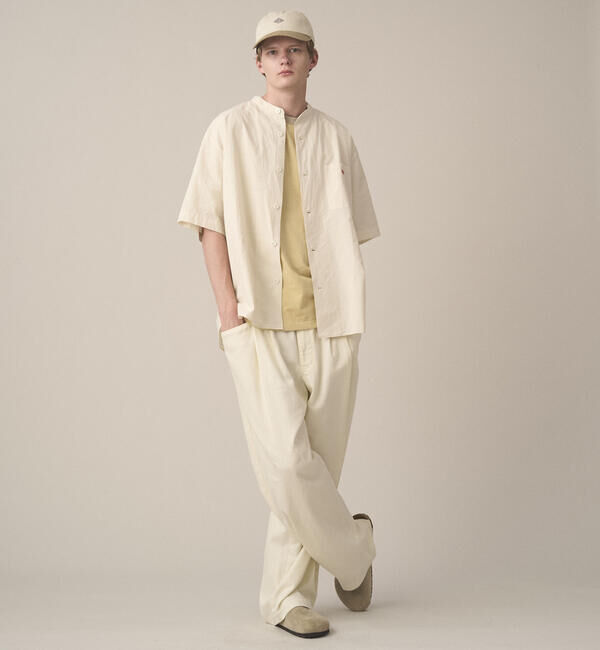 DANTON「DANTON | コットンリネンブロード バンドカラー半袖シャツ MEN」|シャツ・ブラウス|
