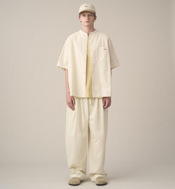 DANTON「DANTON | コットンリネンブロード バンドカラー半袖シャツ MEN」|シャツ・ブラウス|