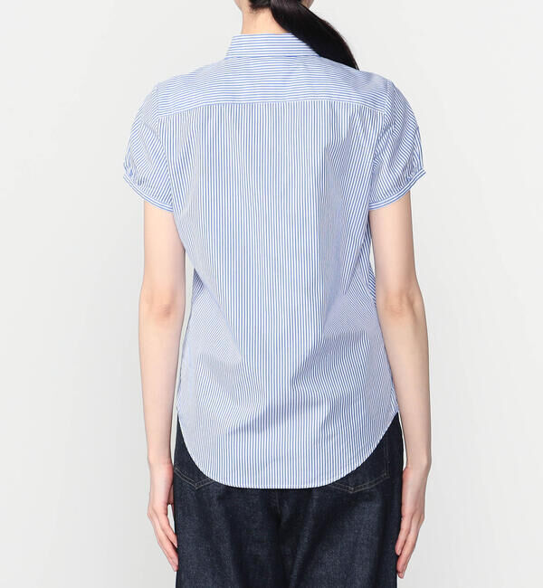 GYMPHLEX「Gymphlex | コットン フレンチスリーブシャツ STRIPE WOMEN」|シャツ・ブラウス|