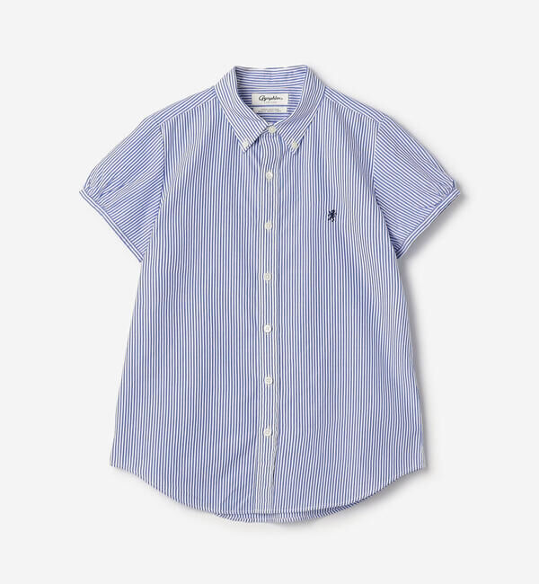 GYMPHLEX「Gymphlex | コットン フレンチスリーブシャツ STRIPE WOMEN」|シャツ・ブラウス|