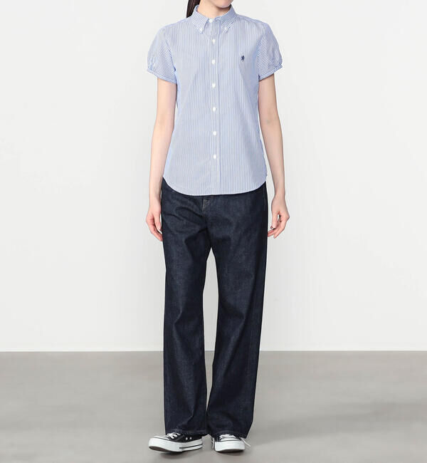 GYMPHLEX「Gymphlex | コットン フレンチスリーブシャツ STRIPE WOMEN」|シャツ・ブラウス|