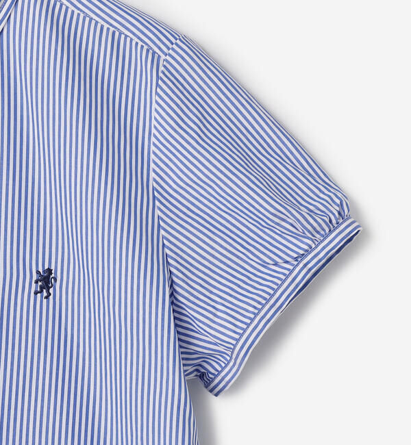 GYMPHLEX「Gymphlex | コットン フレンチスリーブシャツ STRIPE WOMEN」|シャツ・ブラウス|