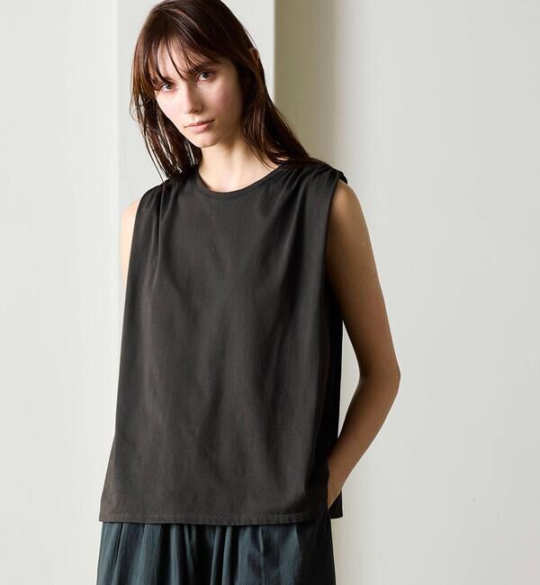  「WALANCE | ナチュラルダイ ミントジャージースリーブレストップ WOMEN」|Tシャツ・カットソー|BLACK