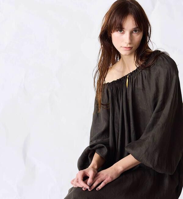  「WALANCE | リネン バルーンスリーブドレス WOMEN」|ワンピース|