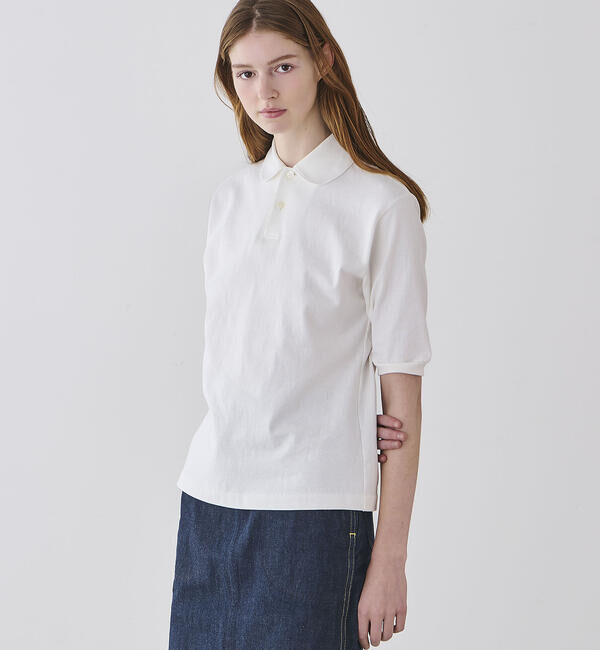  「ANATOMICA | ラウンドカラー ポロシャツ WOMEN」|ポロシャツ|WHITE