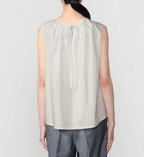  「RhodolirioN | コットン スリーブレス フリルシャツ WOMEN」|シャツ・ブラウス|