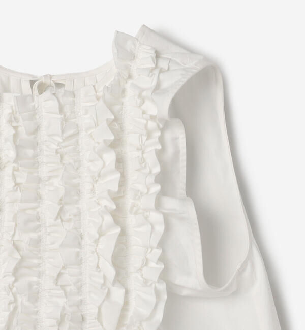  「RhodolirioN | コットン スリーブレス フリルシャツ WOMEN」|シャツ・ブラウス|