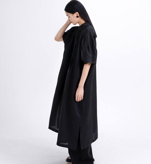  「eunoia | リネン ピンタック半袖ワンピース WOMEN」|ワンピース|