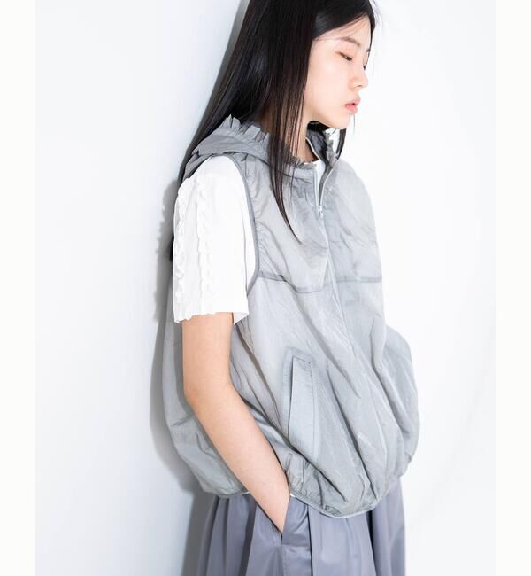  「eunoia | ナイロンシアー フードベスト WOMEN」|シャツ・ブラウス|GREY