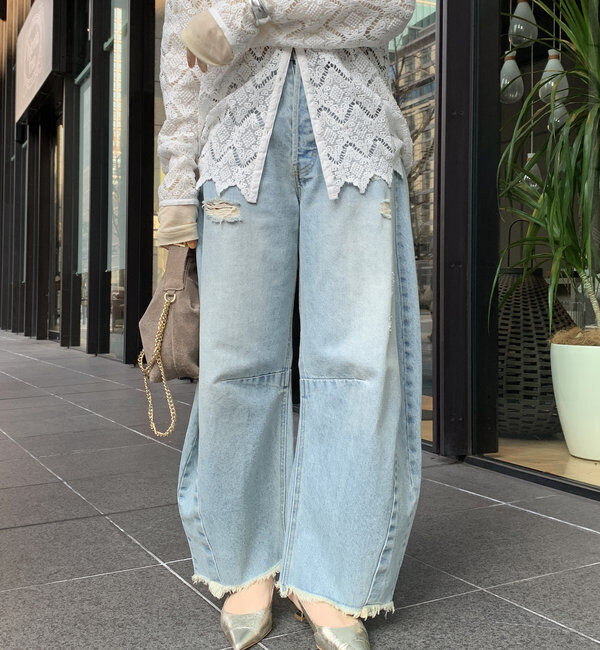  「【ベストセラーアイテム】ダメージカーブデニム」|デニム|