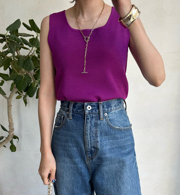  「スクエアニットタンク」|ニット・セーター|パープル