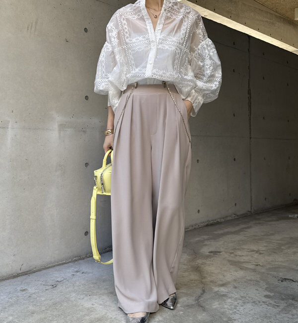  「【累計販売数3万枚突破/21色4サイズ展開！】タックワイドパンツ」|チノ|