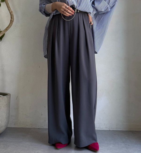  「【累計販売数3万枚突破/21色4サイズ展開！】タックワイドパンツ」|チノ|