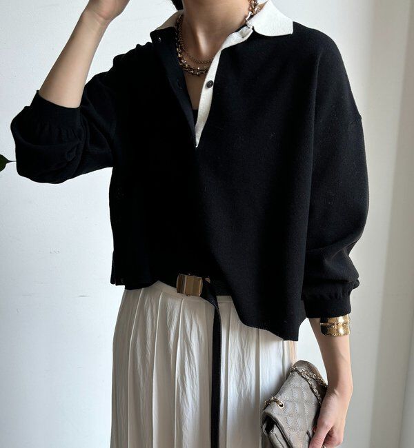  「鹿の子編み襟付ニット」|ニット・セーター|