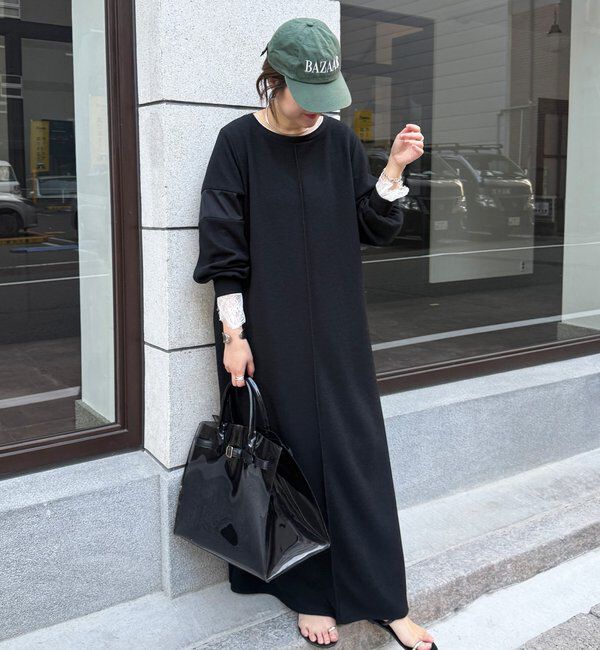  「【インフルエンサーSAKURA企画】リネンライクエアリー袖切替ワンピース」|ワンピース|