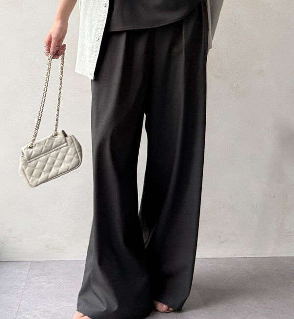  「ドライタッチワイドパンツ」|チノ|チャコールグレー