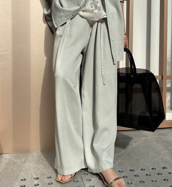  「【セットアップ可能】リヨセルタックパンツ」|チノ|ライトグレー