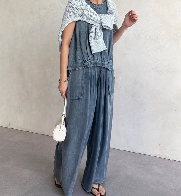  「【WEB限定/セットアップ対応】リヨセルデニムワイドパンツ」|チノ|