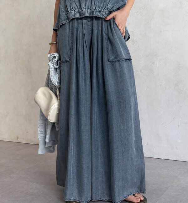  「【WEB限定/セットアップ対応】リヨセルデニムワイドパンツ」|チノ|