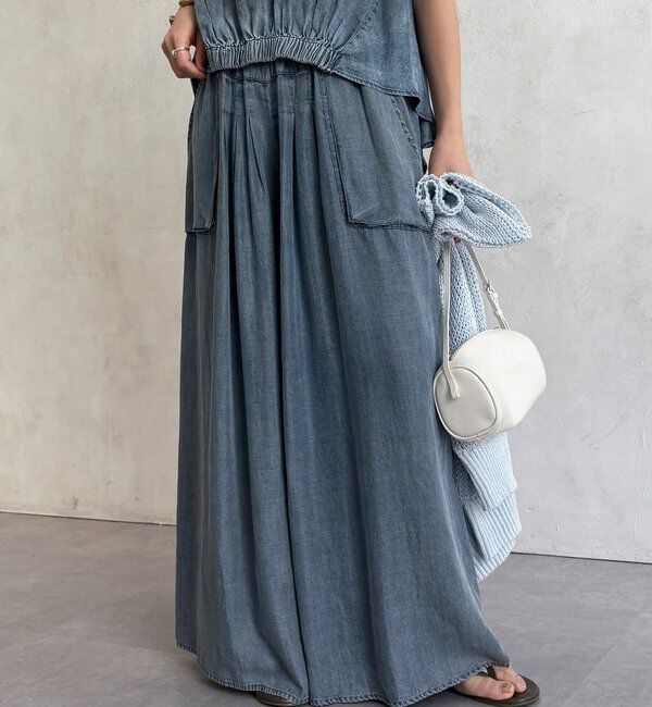  「【WEB限定/セットアップ対応】リヨセルデニムワイドパンツ」|チノ|