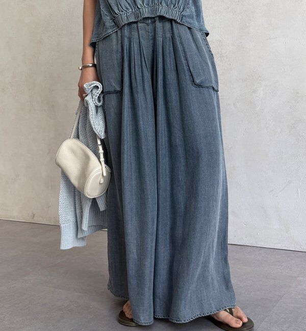  「【WEB限定/セットアップ対応】リヨセルデニムワイドパンツ」|チノ|