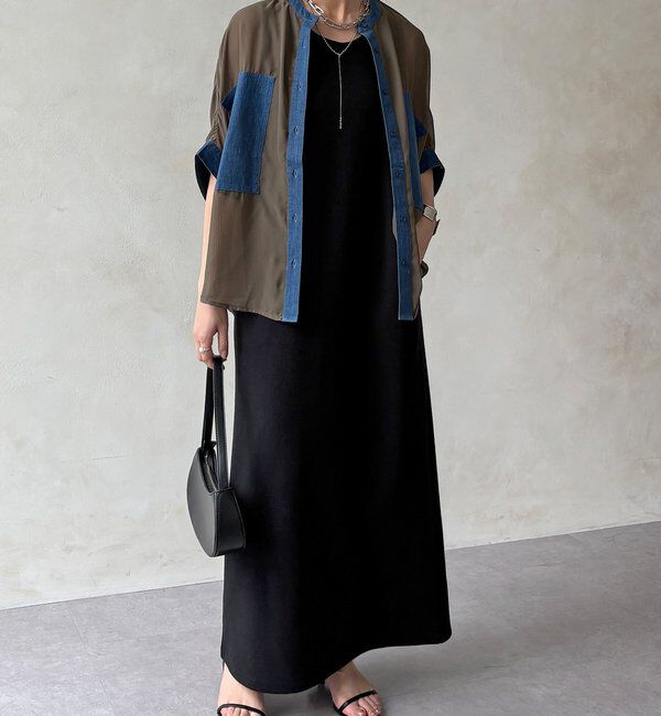  「【WEB限定】デニム切替シアーシャツ」|シャツ・ブラウス|