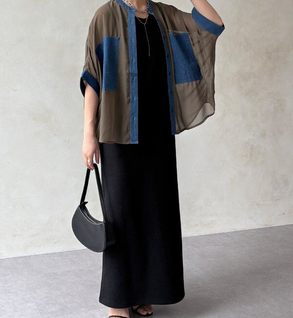  「【WEB限定】デニム切替シアーシャツ」|シャツ・ブラウス|