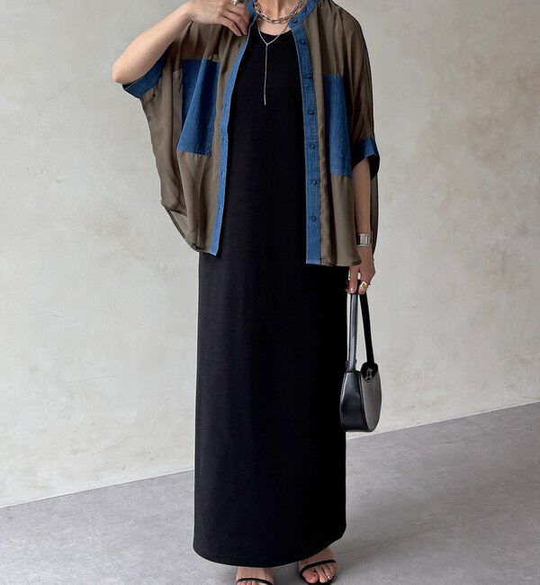  「【WEB限定】デニム切替シアーシャツ」|シャツ・ブラウス|