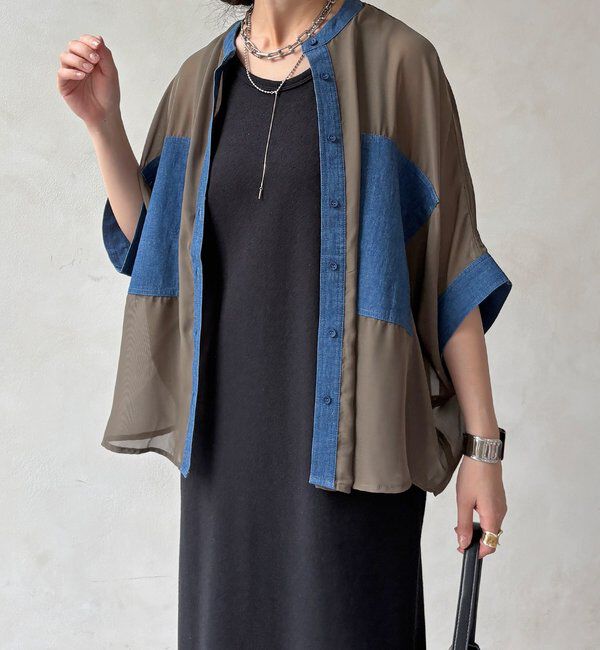  「【WEB限定】デニム切替シアーシャツ」|シャツ・ブラウス|