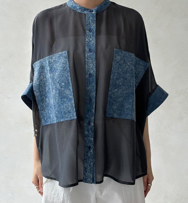  「【WEB限定】デニム切替シアーシャツ」|シャツ・ブラウス|