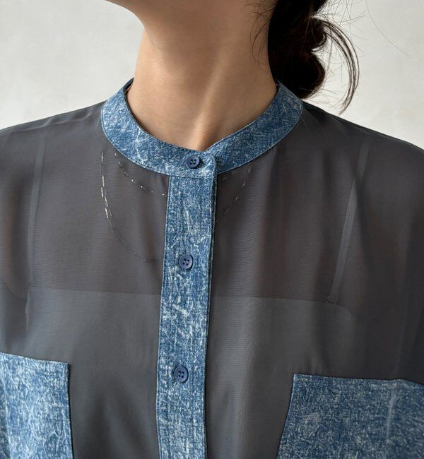  「【WEB限定】デニム切替シアーシャツ」|シャツ・ブラウス|