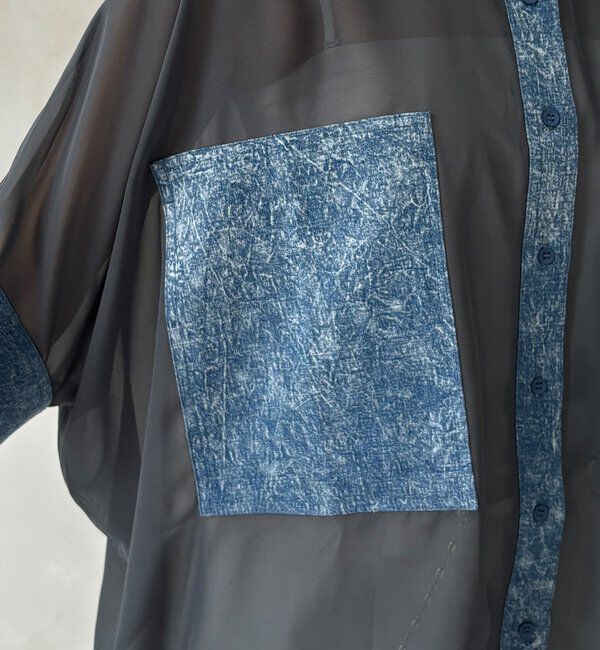  「【WEB限定】デニム切替シアーシャツ」|シャツ・ブラウス|