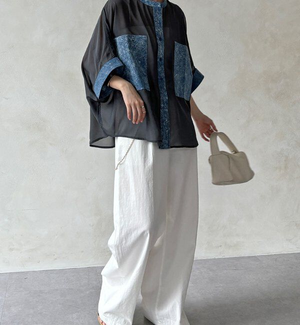  「【WEB限定】デニム切替シアーシャツ」|シャツ・ブラウス|