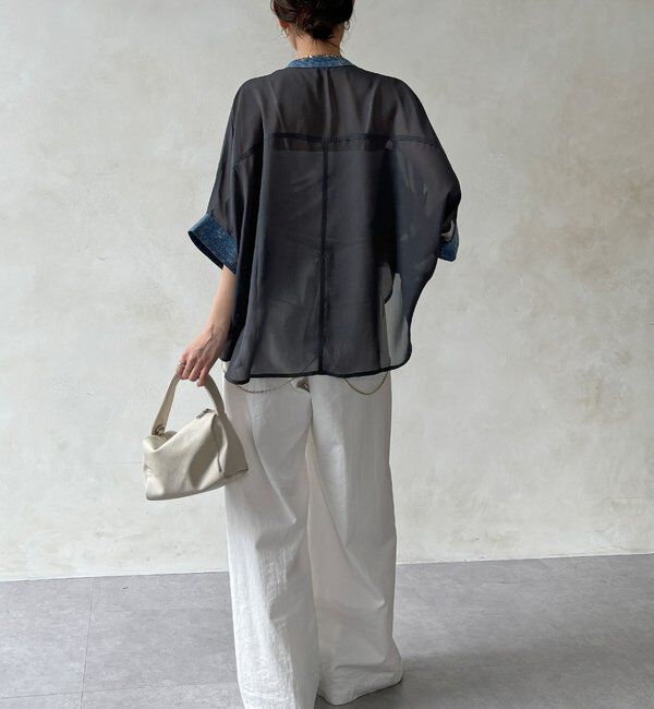  「【WEB限定】デニム切替シアーシャツ」|シャツ・ブラウス|