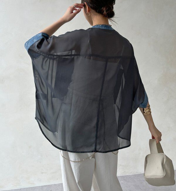  「【WEB限定】デニム切替シアーシャツ」|シャツ・ブラウス|