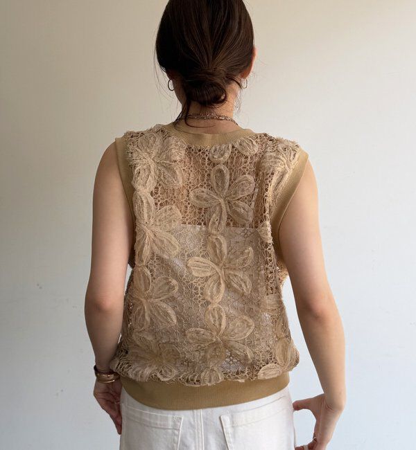  「【WEB限定】かぎ編み風レースベスト」|シャツ・ブラウス|